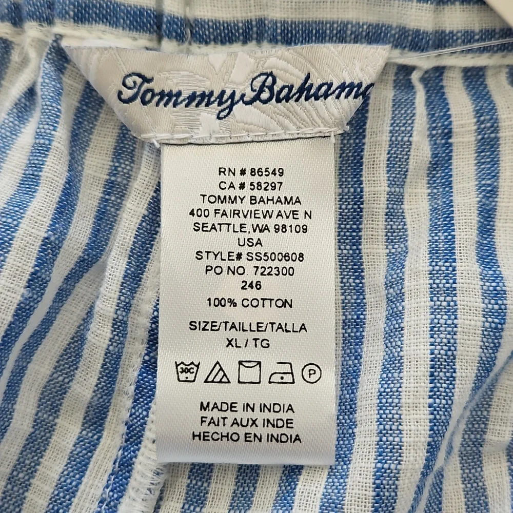 NWT Tommy Bahama Blue and White 100%‎ Cotton Striped Pull-on Shorts: Size- XL